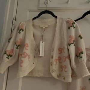 LoveShackFancy Malibu Crop Cardigan Strawberry Short Cake